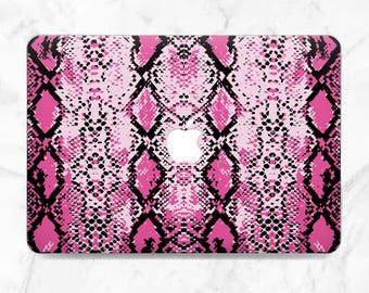 Funda para Macbook, estilo moderno, color rosa, con estampado de serpiente, diseño animal, de plástico, con estampado de moda, estética, compatible con MacBook Air 13, Air 15, Pro 13, Pro 14 y Pro 16.