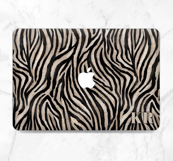 Macbook hard case Tiger lines pattern Zebra Custom initials Personalized Animal print case Beige Brown Black Pro 16 Pro 14 M5 Air 15 Air 13
