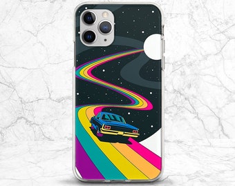 Phone case retro iPhone case car Rainbow print case iPhone case black Space Moon print s23 ultra case iPhone 14 case Case for Samsung s22