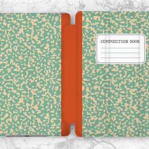 Case that looks like book Composition book print iPad case retro iPad flip stand iPad Pro case iPad Air case Beige Green Simple Minimalist