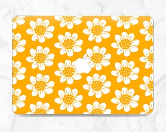 Étui Macbook fleurs orange jaune fleur Macbook étui botanique Macbook étui rigide Macbook étui simple Cadeau pour son cadeau de mamans Macbook M3 M2