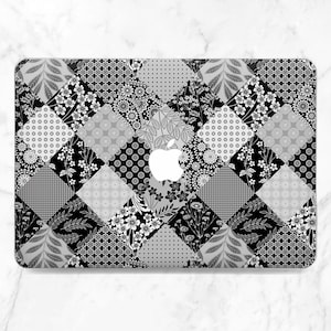Black and white Macbook hard case Ornamental art cover Macbook case floral Botanical art case Geometric art case Macbook case paisley Cute