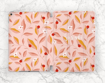 Lady bug imprimé iPad cas feuille Mignon floral cas iPad smart case Votre nom ici iPad 10e génération cas iPad 10 2 cas iPad Air 4 cas iPad mini 6