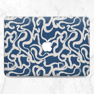 Abstract line art Macbook case blue Macbook hard case Simple print cover Macbook case minimalist Friends gift Macbook 2024 case Aesthetic