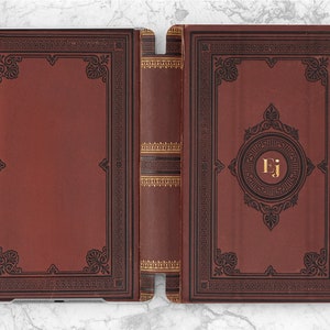 Dark red book print Custom iPad case initials Ornamental iPad smart case iPad 10 9 A16 11th gen Mini 7 10 2 Mini 7 A17 Pro 13 M4 Air 13 2026