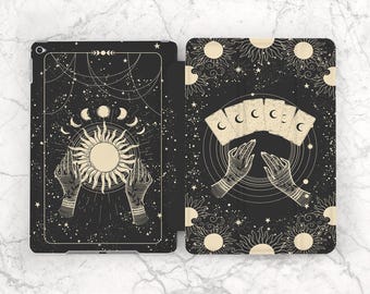 Tarot Karten iPad Hülle witchy Occult Black Magie Kunst Mond Phasen iPad Hülle Sonne Sterne iPad Hülle A16 Mini 7 A17 Pro 13 Air 13 10 2 12 9 2022