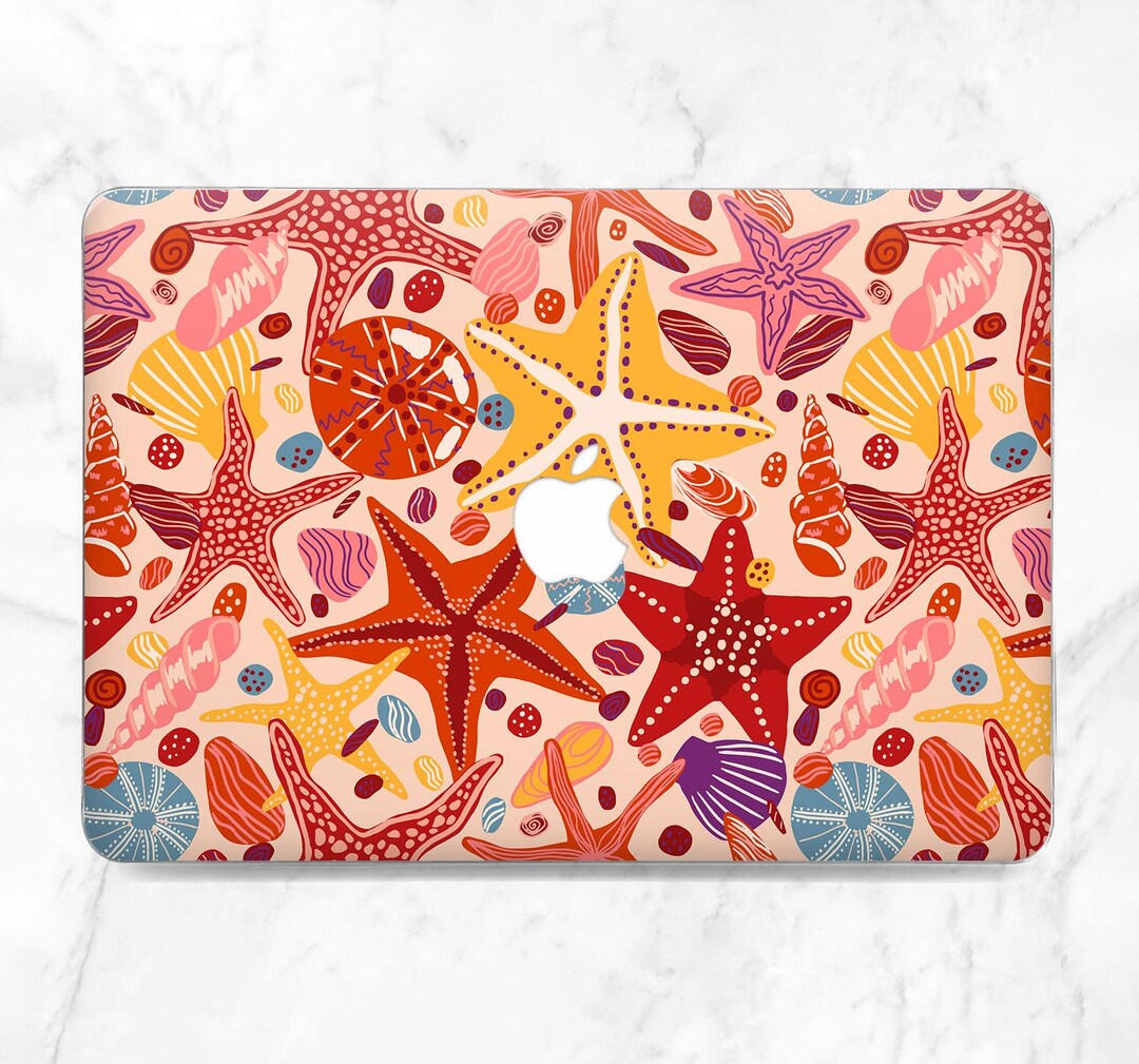 Sea Stars Print MacBook Case Summer Ocean Water Animal Yellow Pink Red ...