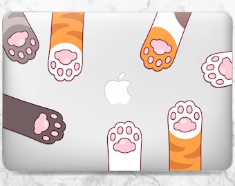 Cute cat paws Macbook clear case Kawaii animal case Macbook hard case Macbook 2022 case Macbook Pro 14 Air 13 M2 case Macbook case simple