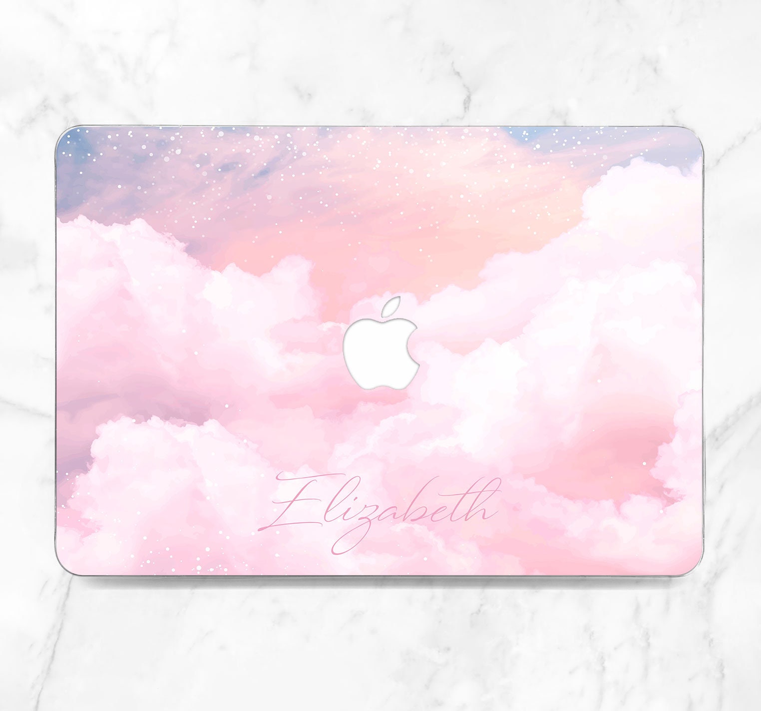 Pink clouds print Macbook case name Personalized case Kawaii Cute Macbook hard case Macbook case sky Macbook Pro 14 Pro 13 M2 Air 13 2022