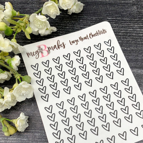 Foiled Clear Large Heart Checklists, Heart Checklist Stickers, Foiled Heart Checklist, Foiled Planner Stickers, Planner Checklist Stickers