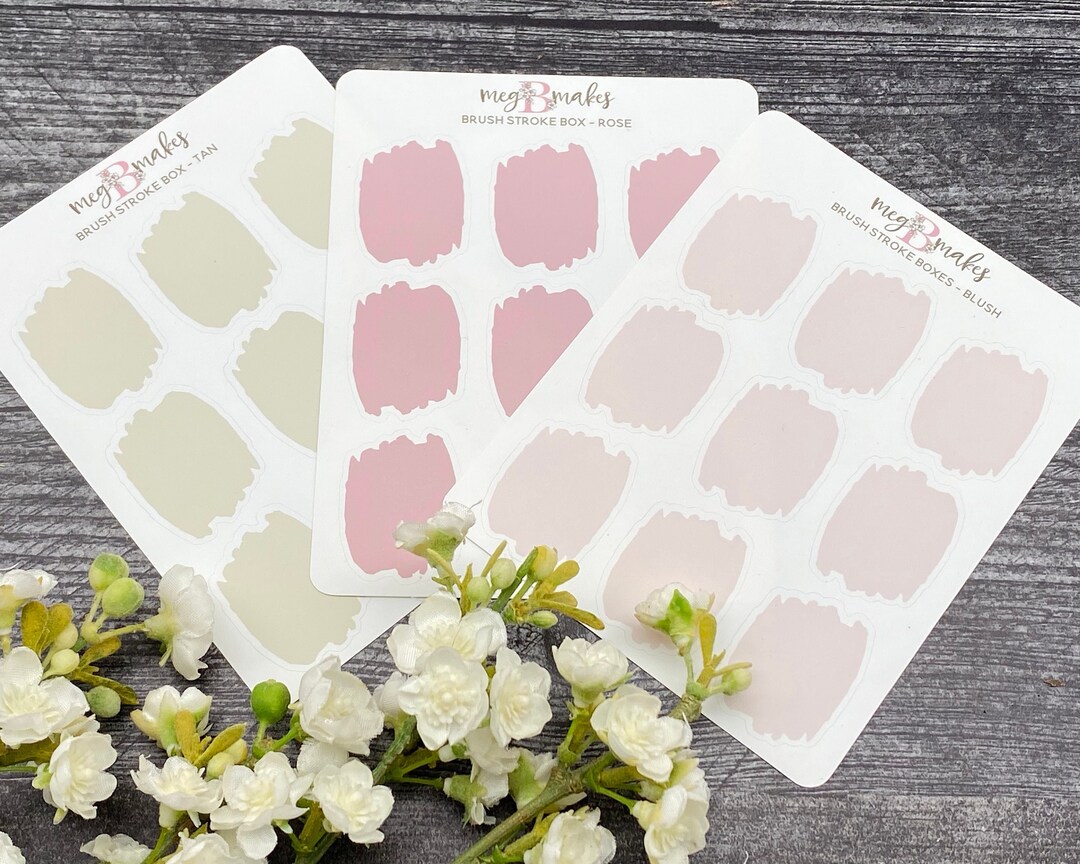 Brush Stroke Box Stickers/brush Stroke Stickers/planner Box - Etsy