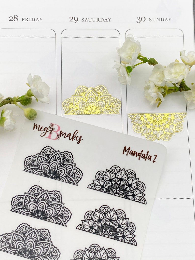 Foiled Half Mandala Planner Stickers Foiled Mandala Stickers - Etsy