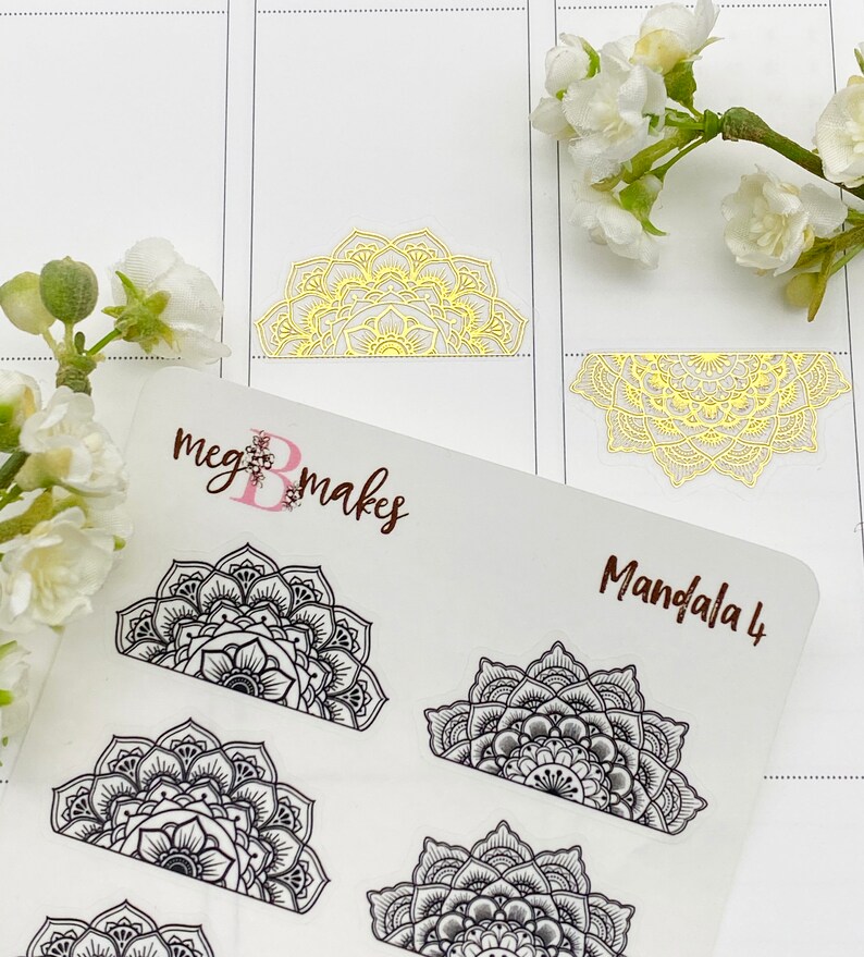 Foiled Half Mandala Planner Stickers Foiled Mandala Stickers | Etsy
