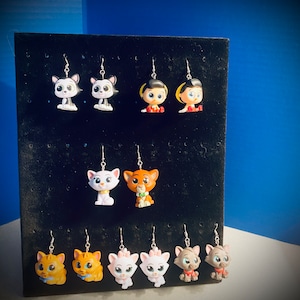 Doorables, Animals, Cats, Earrings, Marie, Toulouse, Berlioz, Pinocchio, Figaro, Duchess, O’Malley, Cat, Doorable, Cute, Aristocat