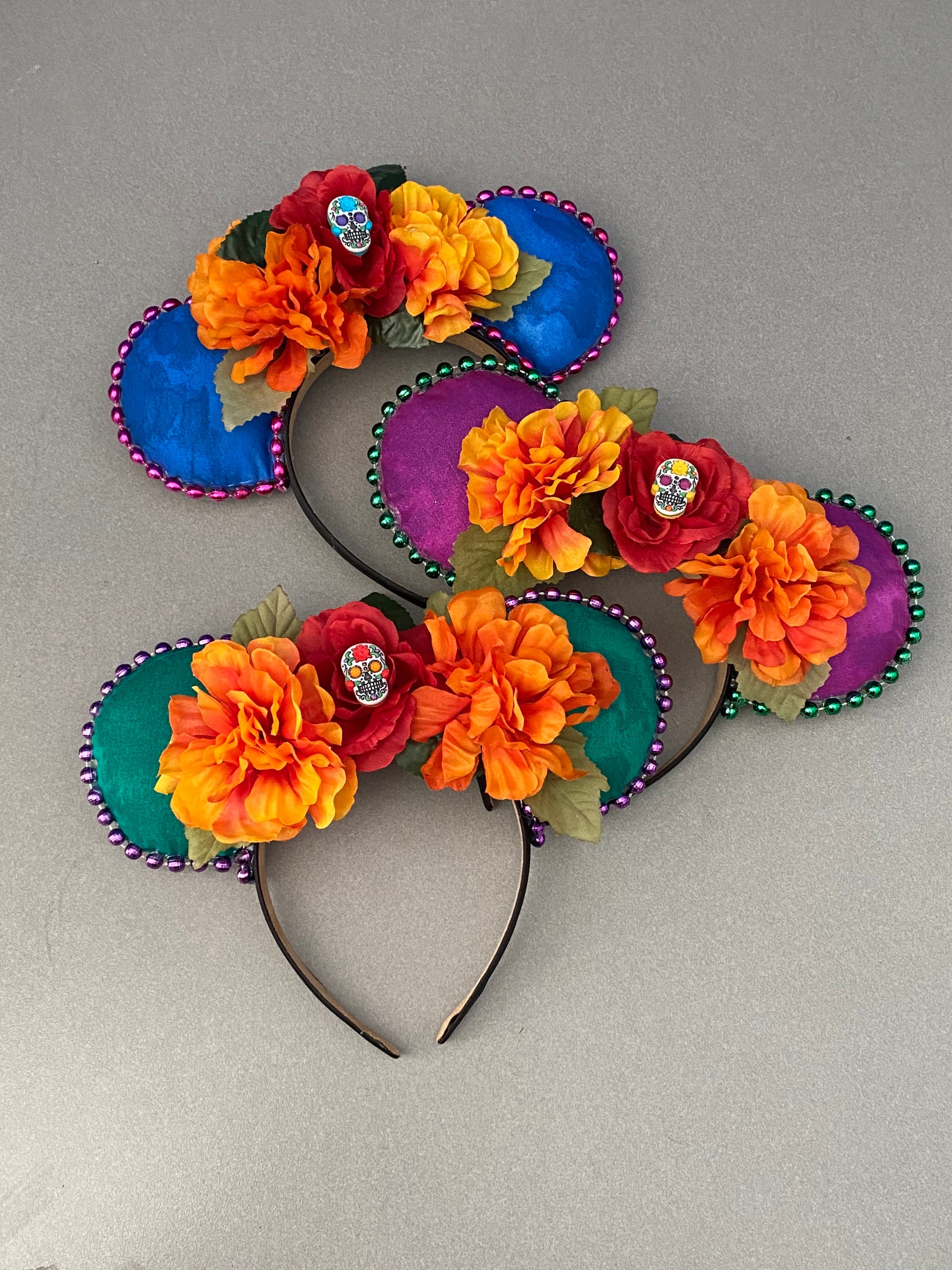 Disney Parks Pixar Coco Floral Sugar Skull Minnie Mouse Ears Headband New Disney and Pixar Coco Ear Headband on Disney Store  main image 3