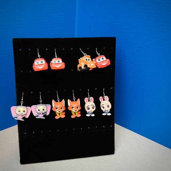 Cars, Mater, Lighting McQueen, Zootopia, Judy Hopps, Rabbit, Bunny, Nick Wilde, Fox, Finnick, Elephant, Cute, Animal, Doorables, Earrings