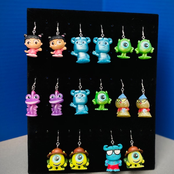 Monsters, Inc., Monsters At Work, Monster, Monsters University, Cartoon, Doorables, Earrings: Mike Wazowski, Sully, Boo, Roz, Randall Boggs