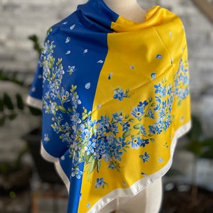 Painting Scarf- Silk --Ukrainian Mavka- Shawl Neck -Ukrainian artist-ukrainian shawl-Ukrainian shawl