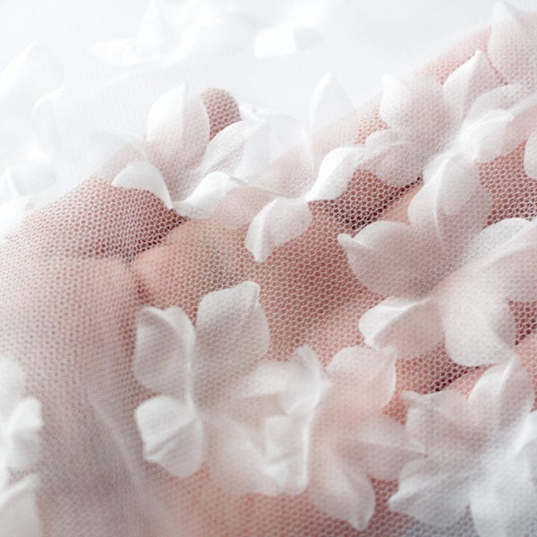 Organza de soie 3D, pétales de fleurs 20 pièces - Ornement floral 3D pour robes de mariée et voiles, appliqué de fleurs, fleurs coupées