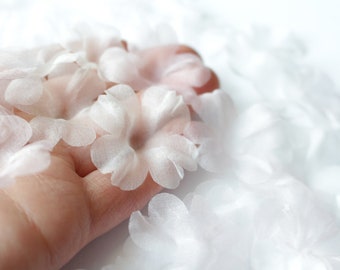 Silk Organza 3D Fabric Flowers Petals 20pcs - 3D flower embellishment for wedding dresses and veils, flower appliqué, cut flowers