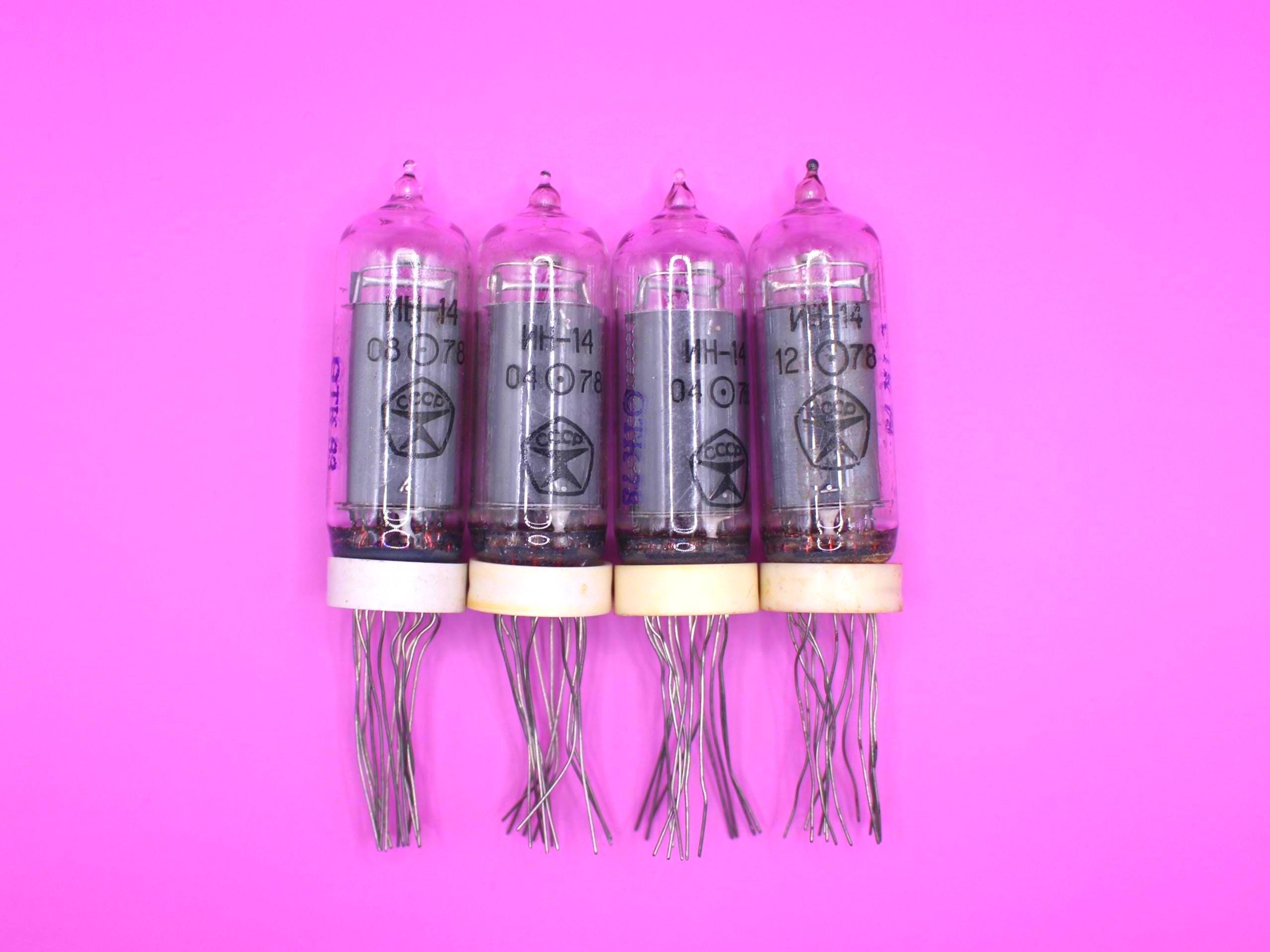 時計用 IN-14 ИН-14 IN14 ニキシー管 4本 新品 / NOS / テスト済み