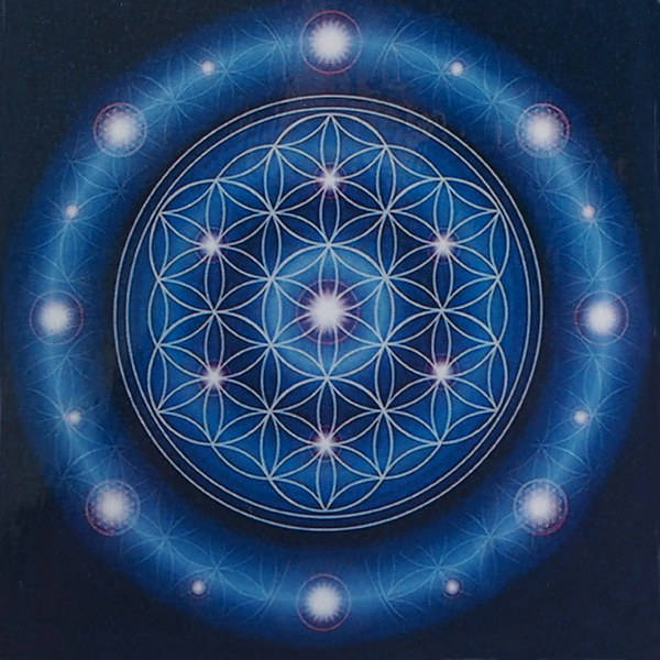 Fleur de Vie Plastifiée N3 - 10 cm -15 Bleue Verte ou Jaune. Peut Être Réalisée Dans d' Autres Dimen