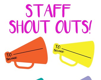 Staff or Student Shout Outs! Ready-Made Bulletin Board with Custom Color Cheer Cards ~ Ready to Hang, You Choose Colors and Quantity