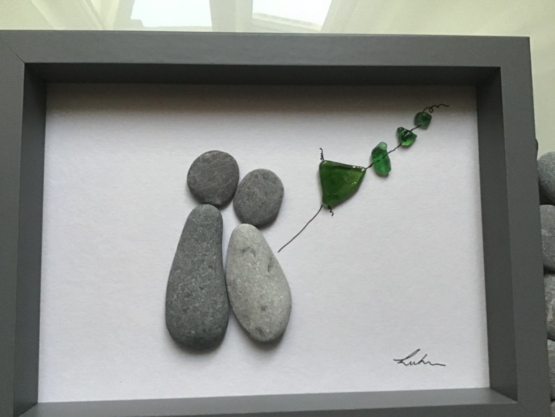 art Pebble art pebble couple with kite framed picture love gift gift