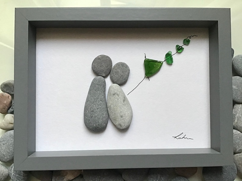 art Pebble art pebble couple with kite framed picture love gift gift