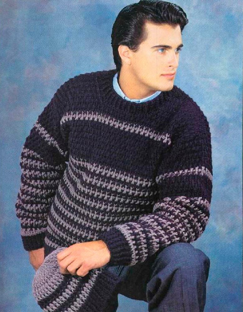 Crochet Pattern For Mens Bulky Outdoor Sweater and Cap 3 | Etsy