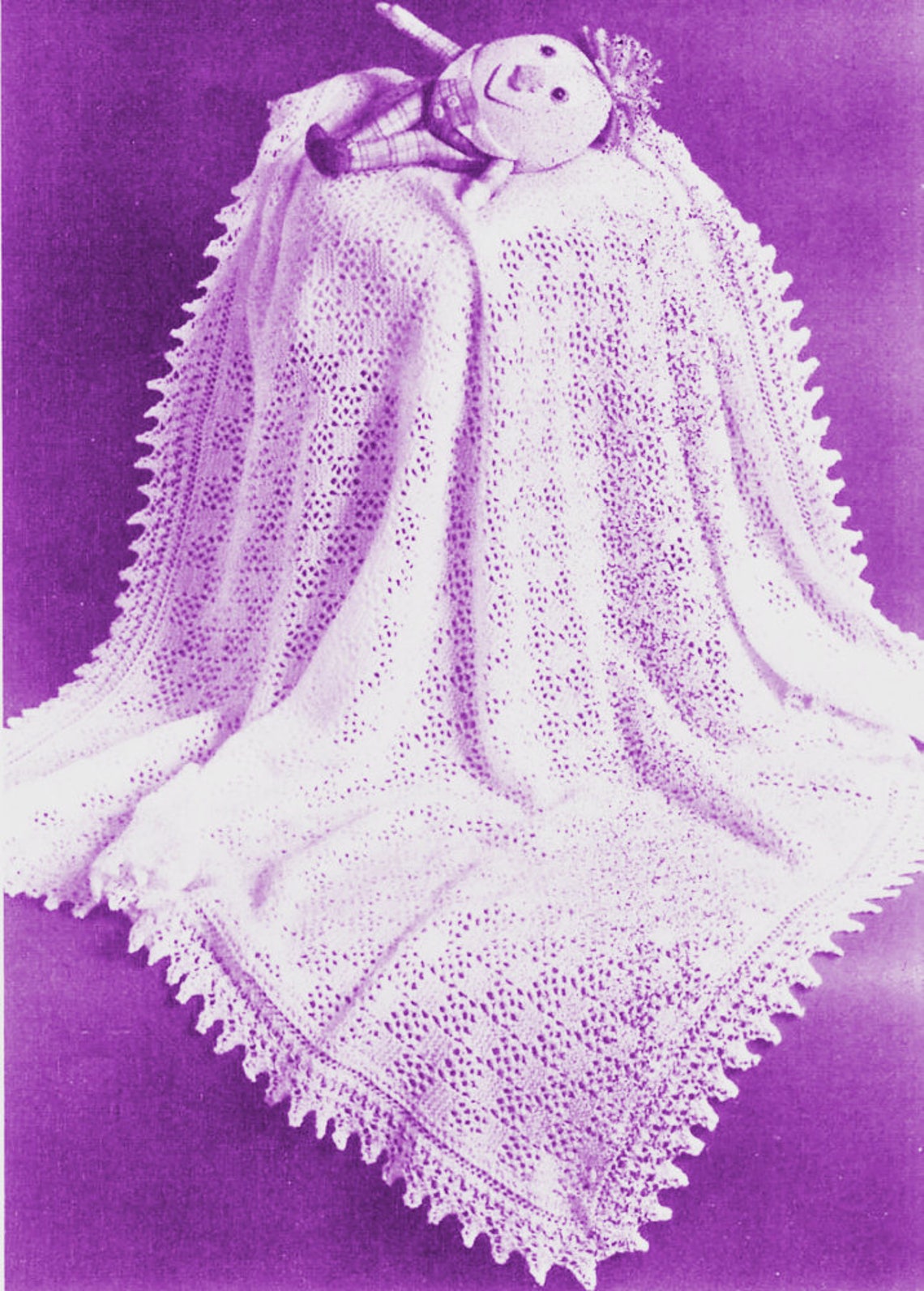 Knitted Shawl/ Christening Shawl/ lace shawl for baby/ PDF Etsy