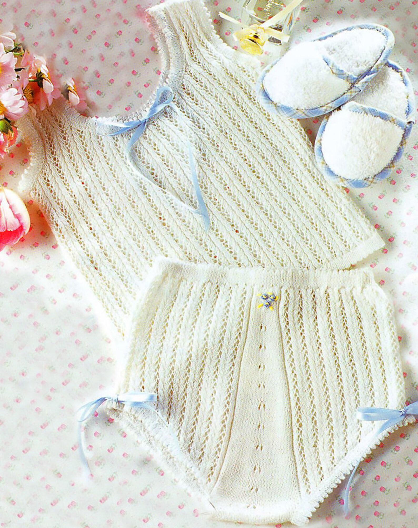 Knitting pattern for baby set Underwear with details in blue Etsy