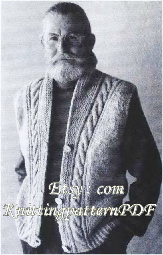 Knitting Pattern Men's Sleeveless Aran Styl Vest Etsy