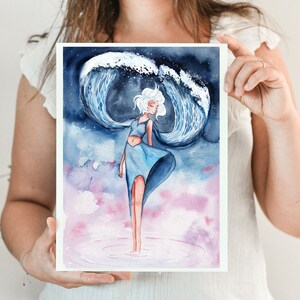 Poster &quot;Ocean Woman&quot; - Aquarell Spirituelle Malerei
