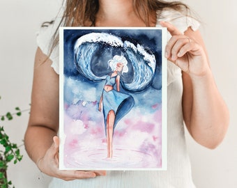 Affiche "Femme océan" - Watercolor Spiritual painting