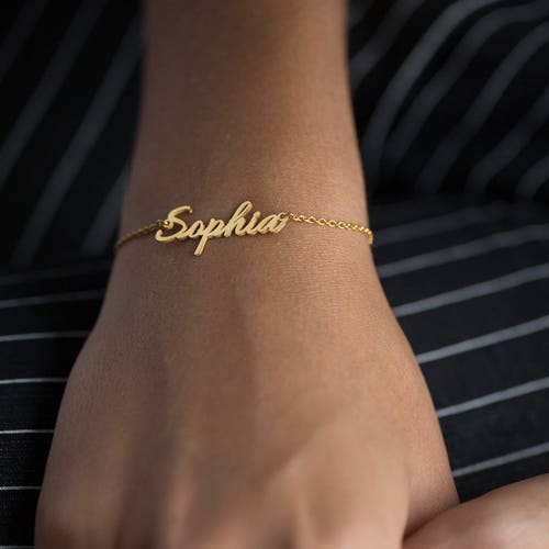 14K Gold Name Bracelet Gold Initial Letter Bracelet 14K Etsy