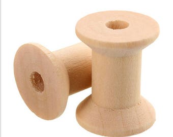 Set of 2 29 x 23 mm wooden spools