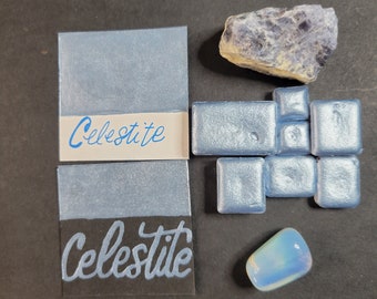 Handmade Metallic Watercolor Paint Pans in Celestite!