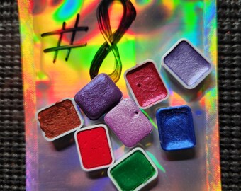 GRAB BAGS-Handmade Metallic Watercolors-Art Supplies, Paint, Gift, Mystery Blind Bag, Hand lettering, Calligraphy- Quarter Pans #1
