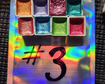 GRAB BAGS-Handmade Metallic Watercolors-Art Supplies, Paint, Gift, Mystery Blind Bag, Hand lettering, Calligraphy-Half Pan #1