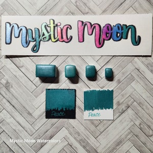 Handmade Pastel Neon Shimmer Watercolor Paint-Peace-Neon Teal Green-Glow in the Dark-Art Supplies-Hand lettering