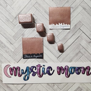 Handmade Metallic Watercolor Paint Pans in Brown Argonite