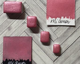 Handmade Metallic Watercolor Paint-Mi Amor-Art supplies-Hand lettering-Mica-Journaling Half, quarter, mini pan