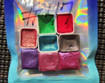 GRAB BAGS-Handmade Metallic Watercolors-Art Supplies, Paint, Gift, Mystery Blind Bag, Hand lettering, Calligraphy-Half Pans #2