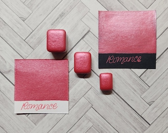 Handmade Metallic Watercolor Paint---Romance, a medium pink-Art Supplies-Calligraphy-Hand lettering-Half pan,  quarter pan,  mini pan