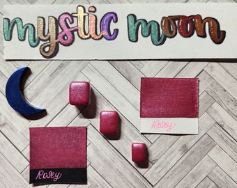 Handmade Metallic Watercolor Paint--Rosey- a medium metallic Pink-Art Supplies-Calligraphy-Hand lettering-Half, quarter, mini pan
