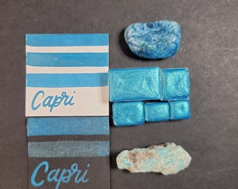 Handmade Metallic Watercolor Paint Pans in Capri- A Beautiful Turquoise Blue