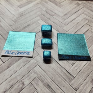 Handmade Metallic Watercolor Paint---Blue Apatite is a blue turquoise with golden shimmerArt Supplies-Calligraphy-Hand lettering
