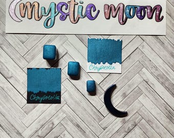 Handmade Metallic Gorgeous Watercolor Paint in Chrysocolla - Art supplies- Hand lettering- Full, half, quarter, mini pan
