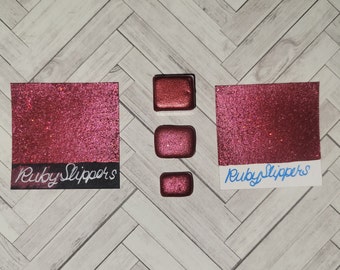¡Pintura de acuarela metálica hecha a mano en zapatillas de rubí, pigmento de mica mezclado con brillo holográfico!